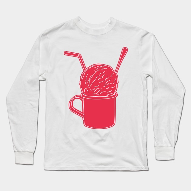 retro ice cream in red tin cup Long Sleeve T-Shirt by bloomroge